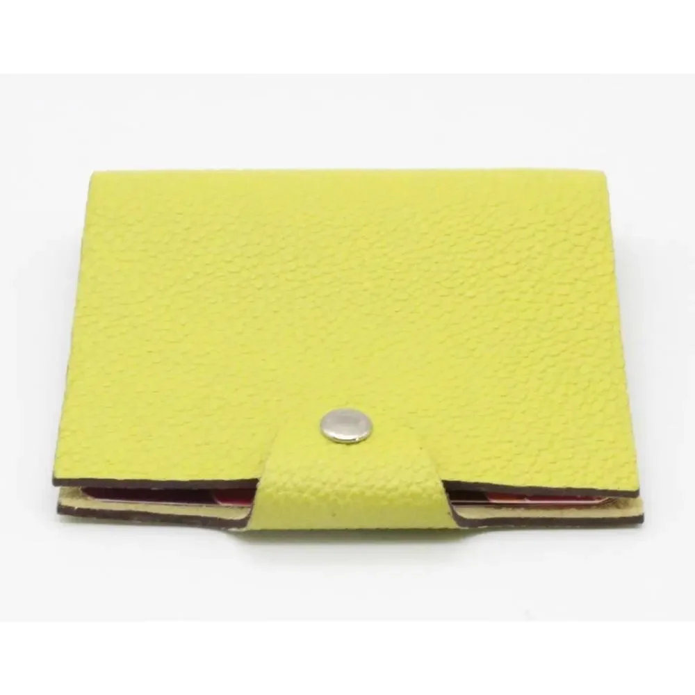 HERMES Ulysse Mini Notebook Cover Bright Yellow Leather Used